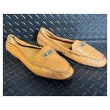 Coach New York Leather Moccasin Loafers - Tan Leather - Gold Plate