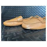 Coach New York Leather Moccasin Loafers - Tan Leather - Gold Plate