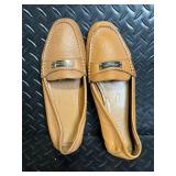 Coach New York Leather Moccasin Loafers - Tan Leather - Gold Plate