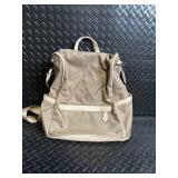 Beige Nylon Backpack Daypack - Top Handle, Adjustable Straps