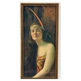 Tacinca Indian Maiden Lithograph - Framed Vintage Artwork