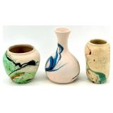 Nemadji Pottery Marbleized Vases - (Lot of 3) - including Signed