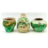 Nemadji Pottery USA Marble Swirl Vases (Lot of 3)