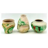 Nemadji Pottery USA Marble Swirl Vases (Lot of 3)