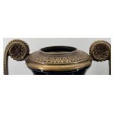 Pair of Neoclassical French-Style Black Vases / Urns with Gilt-Bronze Mounts