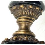 Pair of Neoclassical French-Style Black Vases / Urns with Gilt-Bronze Mounts