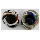 Vases - Desert Sands Pottery by L Evans - Swirl Stripe Glazed Ceramic Pair