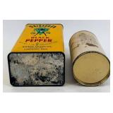 Acme Animal Metal Dog Figurines & 3 Vintage Tins - Sudan Pepper Tin, Bronze Powder Works Tin, Ten-Eighty Eraser Tin