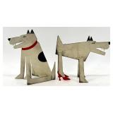 Acme Animal Metal Dog Figurines & 3 Vintage Tins - Sudan Pepper Tin, Bronze Powder Works Tin, Ten-Eighty Eraser Tin