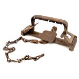 Vintage Long-Spring Bear Trap & Chain