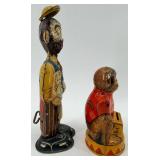 1937 Marx B.O. Plenty Walker Tin Figure & J. Chein Tin Monkey Bank & Schuco Red Tin Car