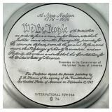 Pewter Plate A New Nation Bicentennial Commemorative 1776-1976 & International Silver Company