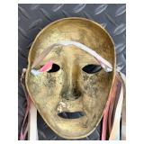 Vintage Bronze Venetian Theater Mask & Pastel Ribbon Ties