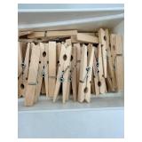 Wooden Clothespins & Metal Springs - Bulk Assortment in White Tub & Blue Box