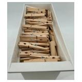 Wooden Clothespins & Metal Springs - Bulk Assortment in White Tub & Blue Box