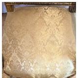 Vintage Rococo Revival Armchairs - Pair, Gilded Carved Frames & Damask Upholstery