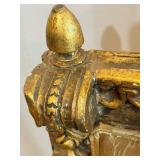 Vintage Rococo Revival Armchairs - Pair, Gilded Carved Frames & Damask Upholstery