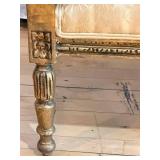 Vintage Rococo Revival Armchairs - Pair, Gilded Carved Frames & Damask Upholstery