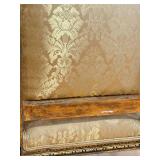 Vintage Rococo Revival Armchairs - Pair, Gilded Carved Frames & Damask Upholstery