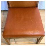 Oak-Frame Leather Chair - Nailhead Trim