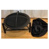 Fire Pit Round Frame with Mesh Spark Screen & Weather Cover