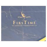 First Time Wall Clock - World Map Dial, Roman Numerals & Gold Hands, Quartz Movement