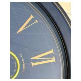 First Time Wall Clock - World Map Dial, Roman Numerals & Gold Hands, Quartz Movement