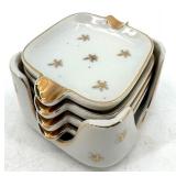 Vintage Porcelain Lobster Dish & 4 Ashtrays with Caddy