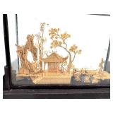 Hall Pottery Sugar & Creamer Set - Cork Carving Under Glass Diorama - Sugar Packet Caddy