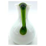 Chodziez Vase, Floral Dish, Emerald Green Glass Bowls & Teal Ribbed Plate