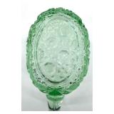 Vintage Creamer Pitcher - Uranium Glass - Green Diamond Cut Pattern