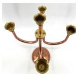 Vintage Copper Candelabra Five-Arm Centerpiece with Teapots Set, Made in England