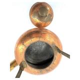 Vintage Copper Candelabra Five-Arm Centerpiece with Teapots Set, Made in England