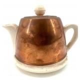 Vintage Copper Candelabra Five-Arm Centerpiece with Teapots Set, Made in England