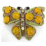 Vintage Costume Jewelry Bundle - Butterfly & Floral Brooches, Shawl Clip & Pendant