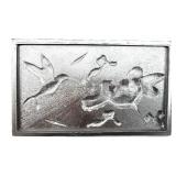 Vintage Metal Jewelry Box with Enamel Floral & Hummingbird Motif and Copper Engraving Plate