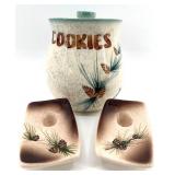 Rocky Mountain Pottery Cookie Jar & 2 Dishes - Estes Park & Loveland, Colorado