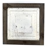 Large Vintage Decorative Tin Tile Panels - Wood Frames & Embossed Borders - 2 Pieces