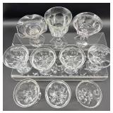 Crystal Glassware Stemware Set - Cut-Crystal Dessert Bowls & Coupe Glasses