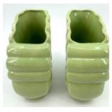 Vintage Green Shell Vases Pair, Pink Glass Candlesticks, Iridescent Candle Holders & Thomas Kinkade Jewelry Box