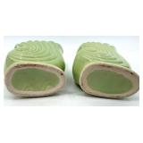 Vintage Green Shell Vases Pair, Pink Glass Candlesticks, Iridescent Candle Holders & Thomas Kinkade Jewelry Box