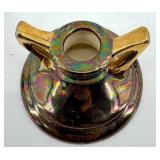 Vintage Green Shell Vases Pair, Pink Glass Candlesticks, Iridescent Candle Holders & Thomas Kinkade Jewelry Box