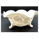 White Rose Relief Ceramic Bowl & Wooden Heart Window Jewelry Box
