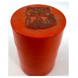 Stacking Orange Plastic Storage Container & Cracker Jack Charms