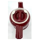 Hall Burgundy 4-Cup Teapot - Creamer & Sugar Bowl & Wooden Teapot - Made in USA