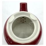 Hall Burgundy 4-Cup Teapot - Creamer & Sugar Bowl & Wooden Teapot - Made in USA