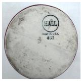 Hall Burgundy 4-Cup Teapot - Creamer & Sugar Bowl & Wooden Teapot - Made in USA