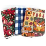 Outdoor Padded Plastic Tablecloths - Apple Print, Blue Plaid, Patchwork Pumpkin (Lot of 3)