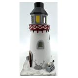 Stone Harbor Lighthouse & Cottage Snow Scene Figurine - Resin Coastal Decor