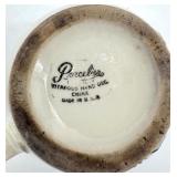 Green Ceramic Pig Toothpick Holder with Wooden Stand & Assorted Porcelain Figurines